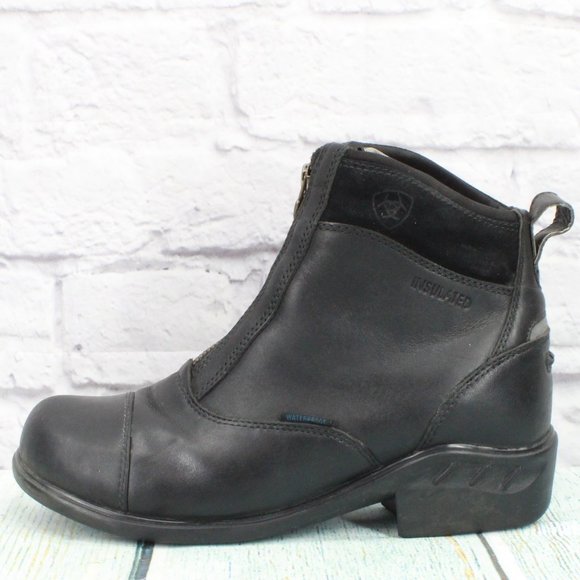 Ariat Shoes - Ariat Black Leather Front Zipper Insulated Waterproof Boots Size 7 B